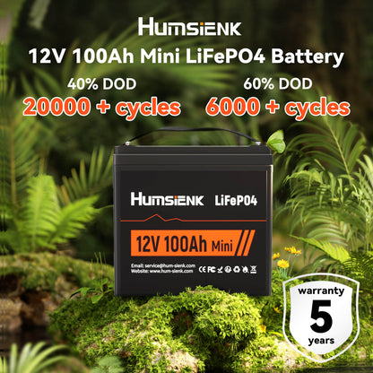 Humsienk 12V 100Ah Mini LiFePO4 Battery