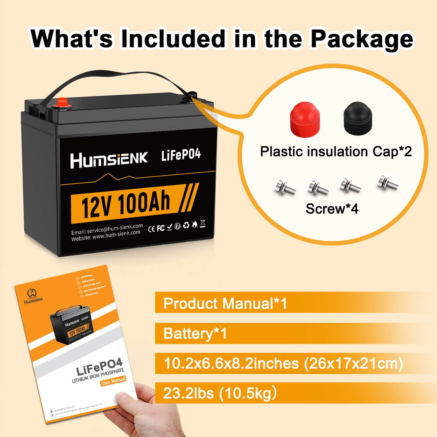 Humsienk 12V 100Ah LiFePO4 Battery