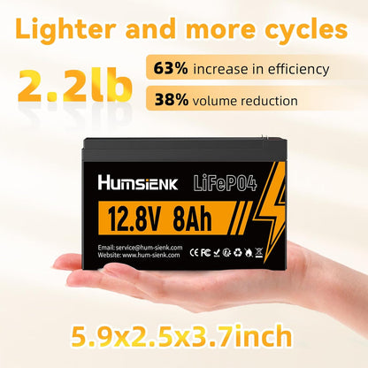 Humsienk 12V 8Ah LiFePO4 Battery