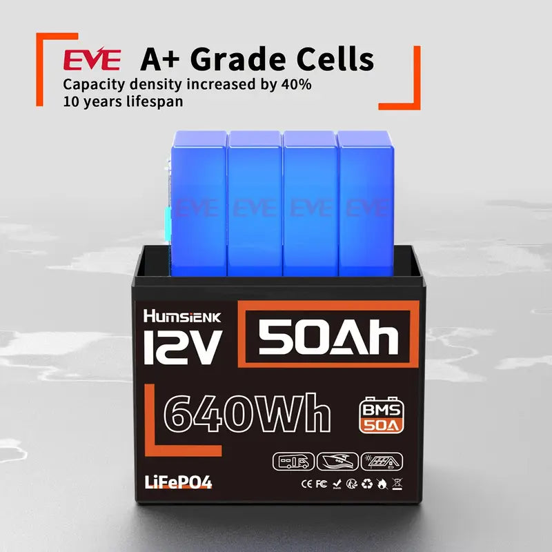 EVE 3.2V 50Ah LiFePO4 Battery Cells - 4Pcs